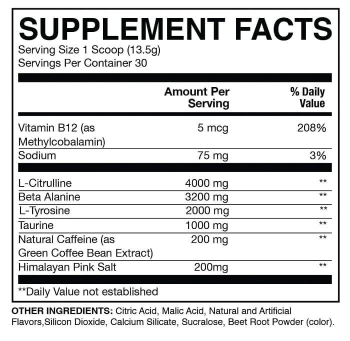 Essential Pre-Workout 30 Servings - RAW Nutrition Naranja L-Citrulina Beta-Alanina