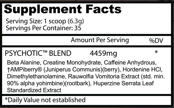 Psychotic 205 Gr - Insane Labz Pre Entreno Sandía 35 Servicios