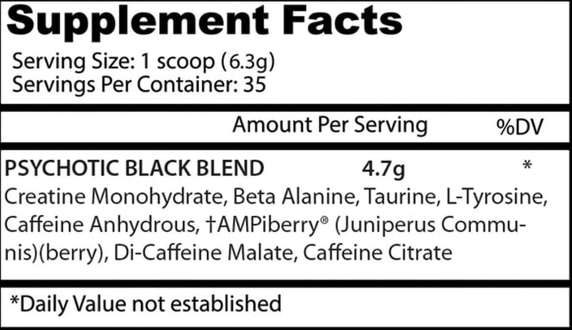 Psychotic Black 220 Gr - Pre Entreno Energía Loca Enfoque Rendimiento Natural