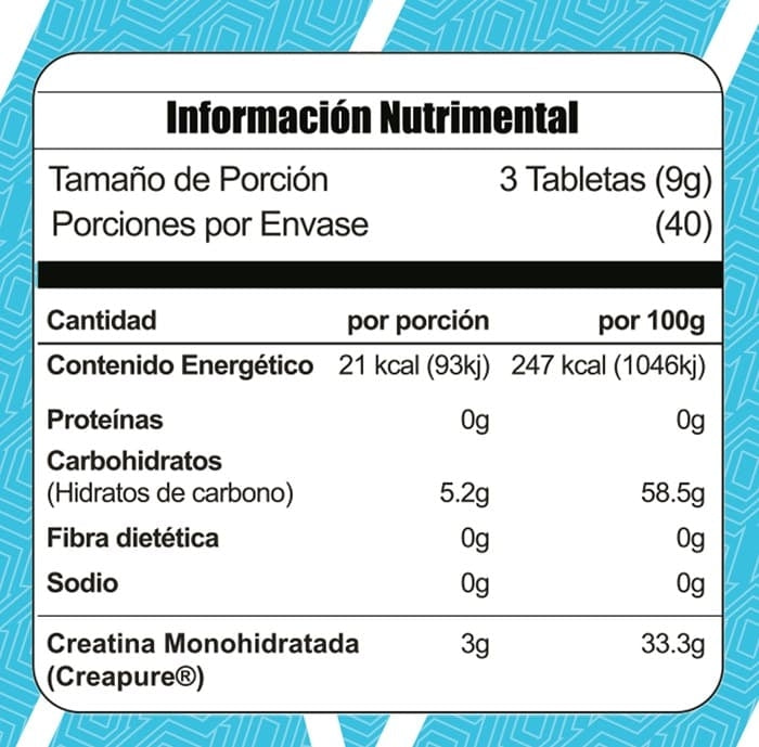 Creatine Chews 120 Tabs - Meta Nutrition Creapure Lima-Limón 40 Servicios