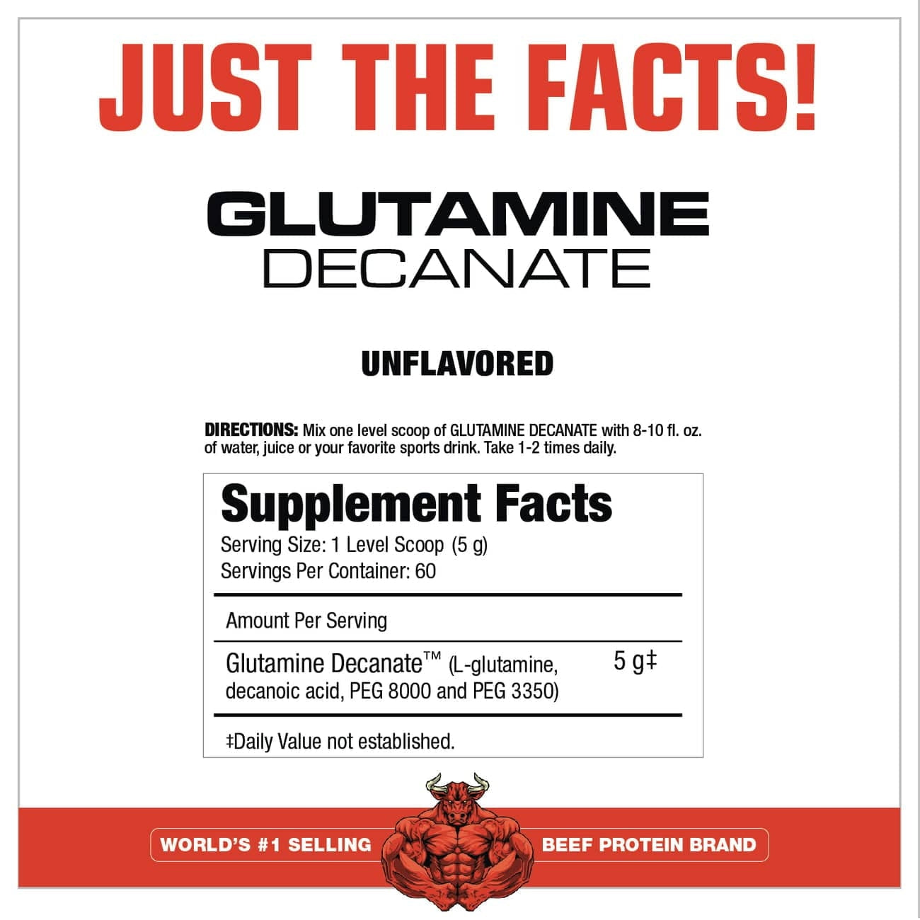 Glutamine Decanate 300 Gr - MuscleMeds 60 Porciones Sin Sabor Sin Lactosa