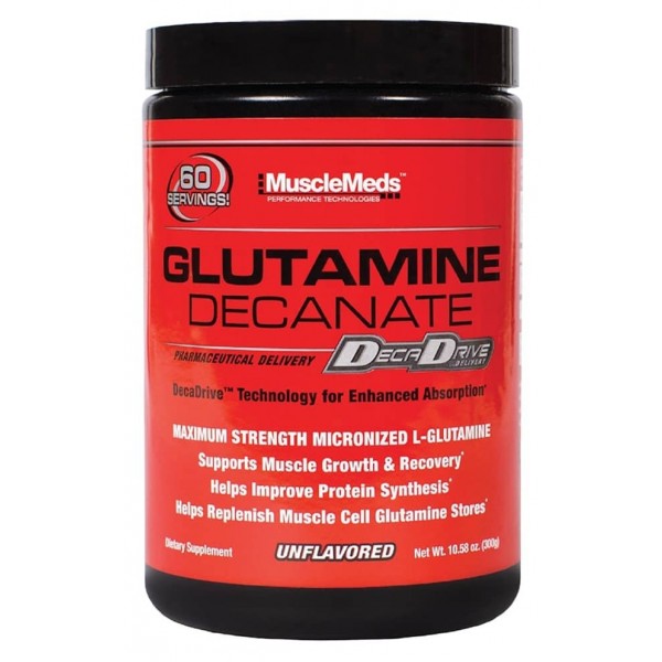 Glutamine Decanate 300 Gr - MuscleMeds 60 Porciones Sin Sabor Sin Lactosa