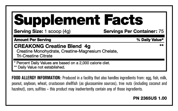 Creakong - Creatina Mutant Creapure 4g 75 Servicios Libre de Lactosa