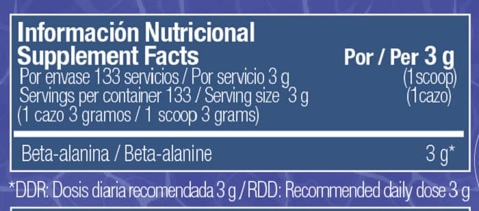 ONE RAW Beta Alanine 400 Gr - Zoomad Labs 133 Servicios Sin Sabor Libre Gluten