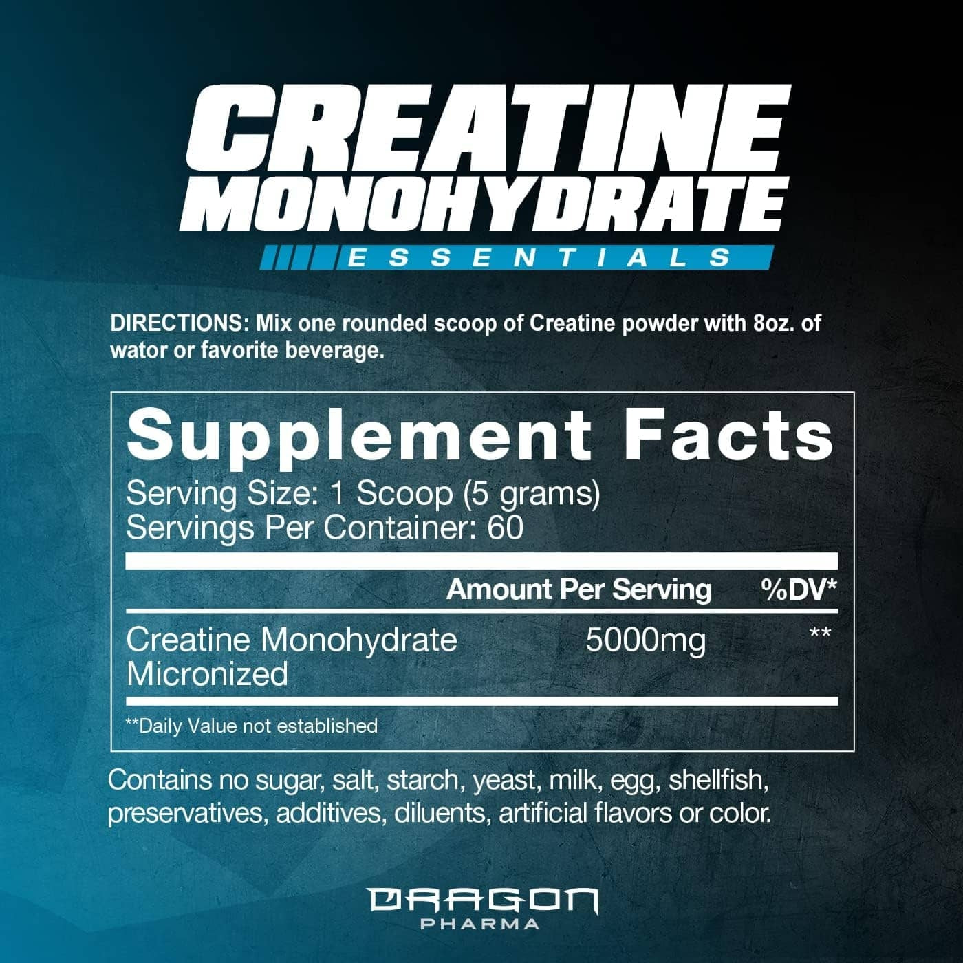 Creatine Monohydrate 300 Gr - Dragon Pharma 5g Puro Más Vendido