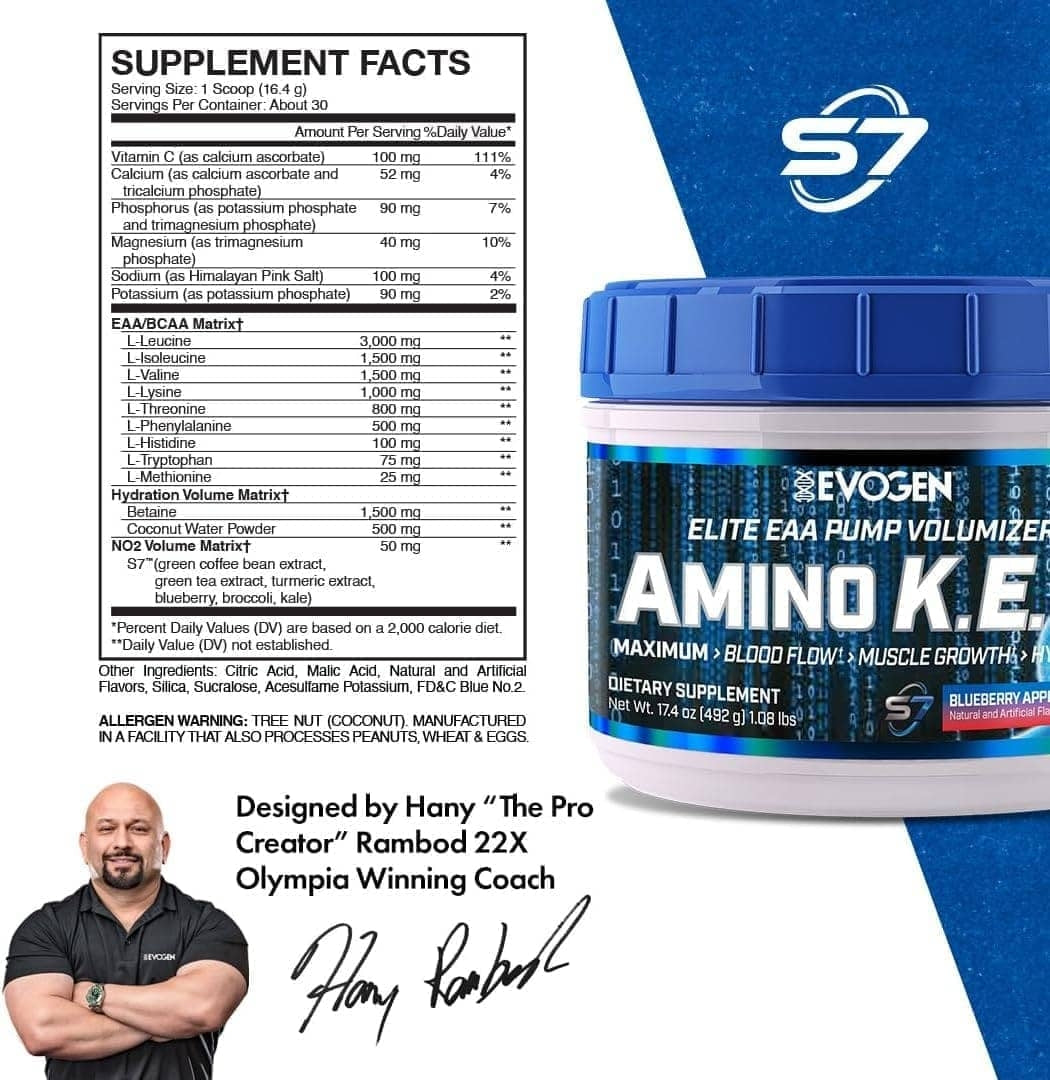 Evogen Amino K.E.M. 471 Gr - EAA BCAA S7 Óxido Nítrico Hany Rambod