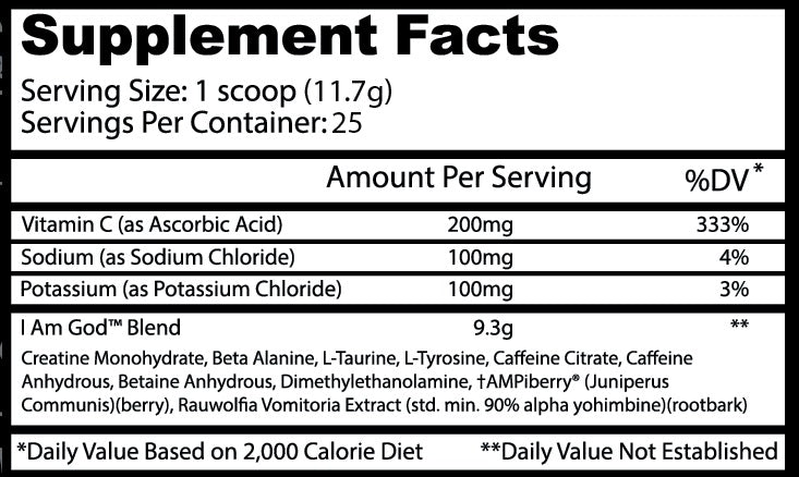 I AM GOD 291 Gr - Insane Labz 25 Servicios Ponche Frutas Libre Gluten