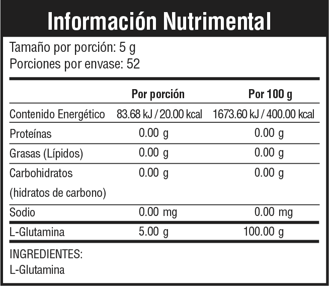 Recharge L-Glutamina 260 Gr - Suplemento Nutrición Balanceada Calidad Vida