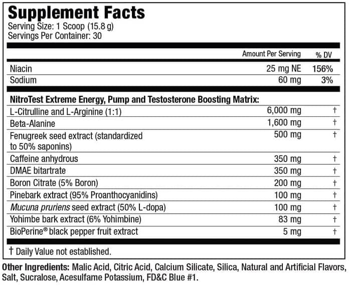 NitroTest 468 Gr - Pre-Entreno Androgénico 30 Servicios Atletas Masculinos Avanzados