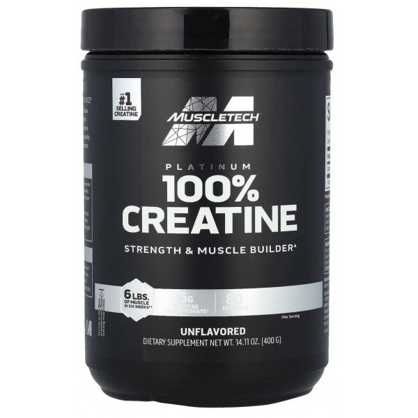 Platinum 100% Creatine 400 Gr - MuscleTech Monohidrato Micronizada 80 Servicios
