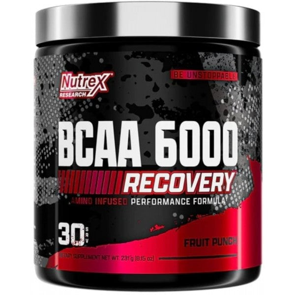 BCAA 6000 Recovery 30 Servings - Nutrex 6g Proporción 2:1:1 Cero Azúcar